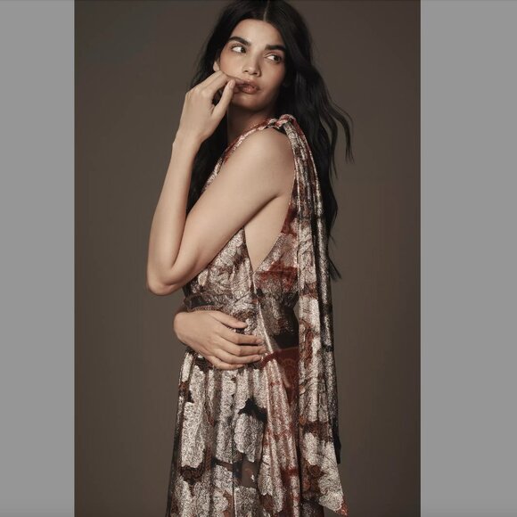 FARM Rio Metallic Plunging V-neck Maxi Dress, Red/Gold/Black, Size XL, NWT 🇧🇷 - Picture 8 of 16